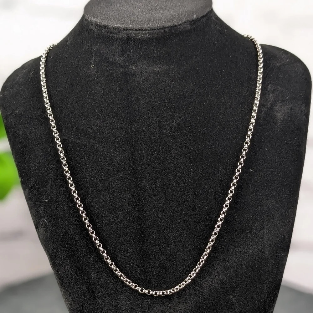 3mm Stainless steel rolo chain necklace, mens women's unisex 20" 22" 24" - Picture 2 of 6